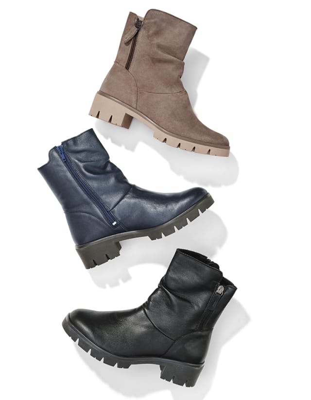 Drei Hallux-Bootie-Thermolight in unterschiedlichen Farben.
