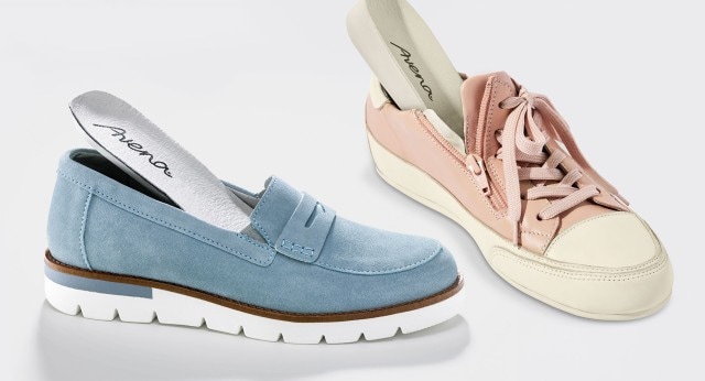 Schuhe für Einlagen in verschiedenen Varianten, ein Schnürer und ein Slipper.