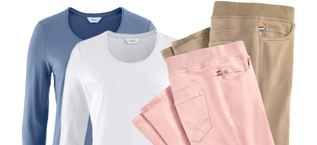 Doppelpack an Langarm-Shirt Baumwolle und Bequembundhosen Powerstretch.