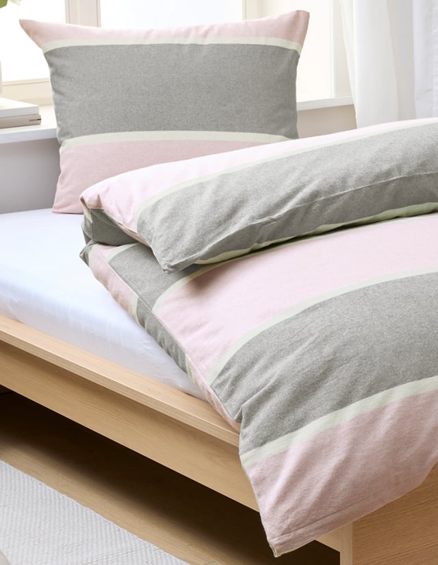 Gemütliches und wärmendes Melange-Flanell Bettwäsche Set.