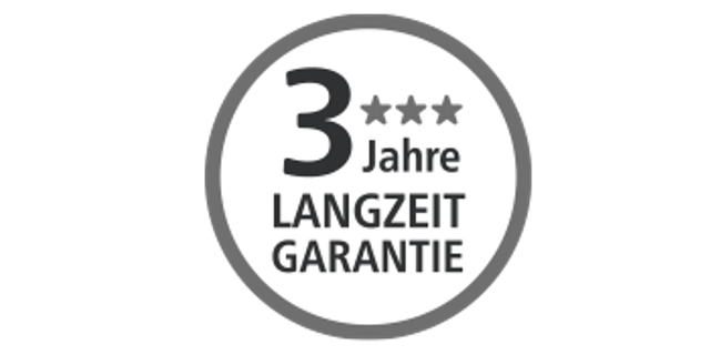 Unser Vertrauen in unsere Hersteller und Produkte spiegelt sich in unserem Qualitätsversprechen an Sie wider: Sie erhalten auf alle Produkte von uns eine 3 Jahre Langzeit-Garantie.