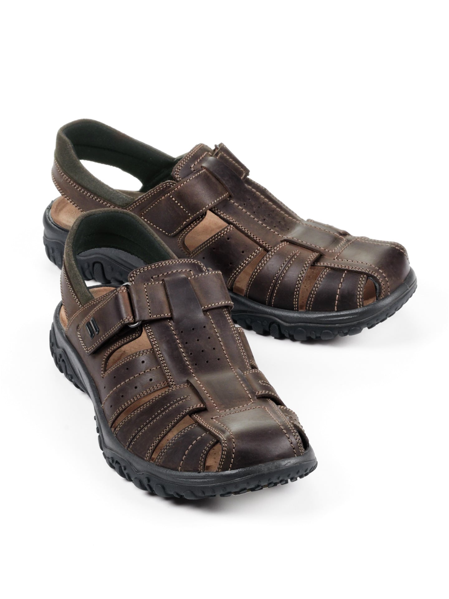 Trekking-Sandalenschuh Antishock Dunkelbraun