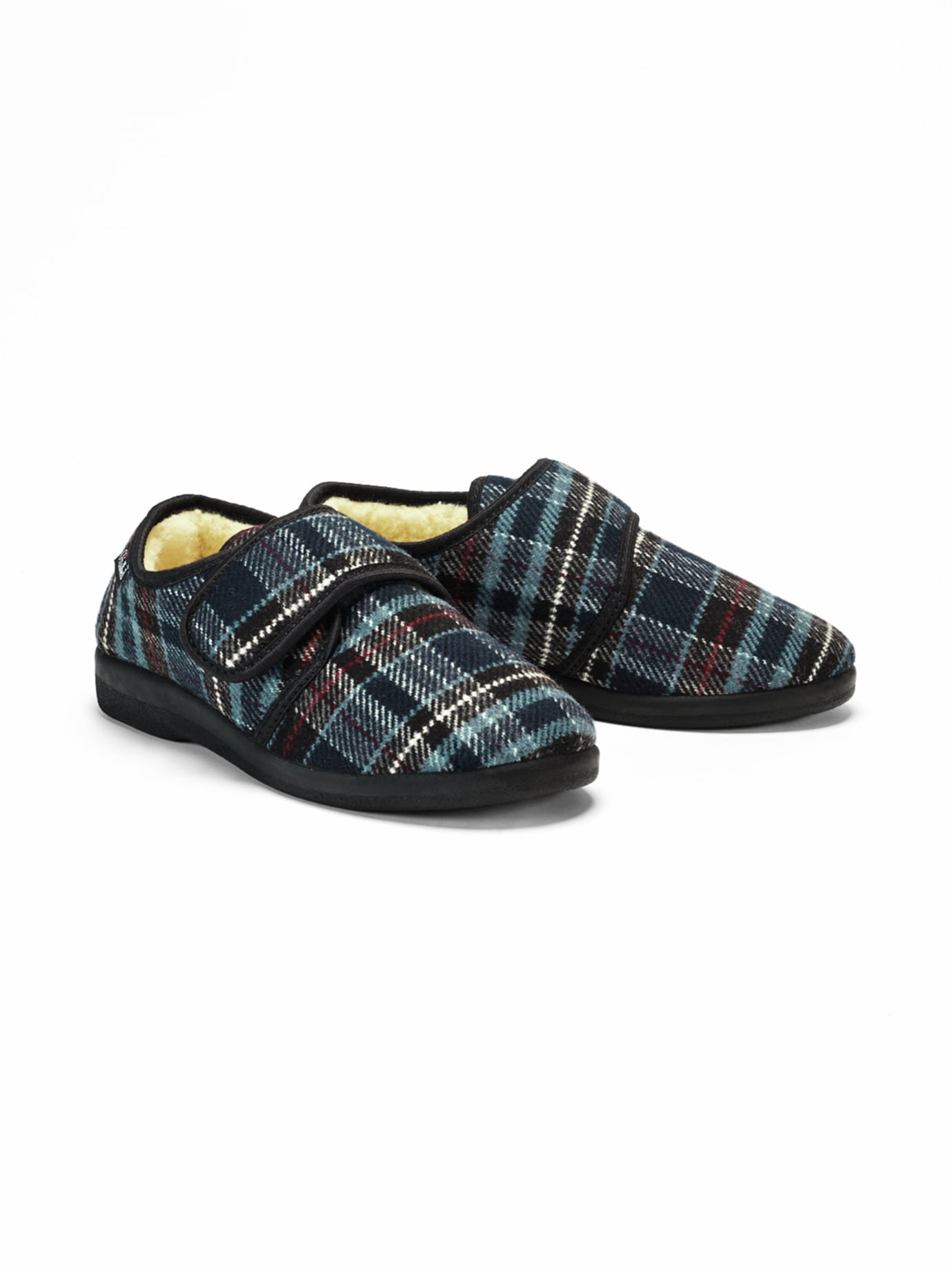 Klett-Hausschuh Thermo Blau kariert