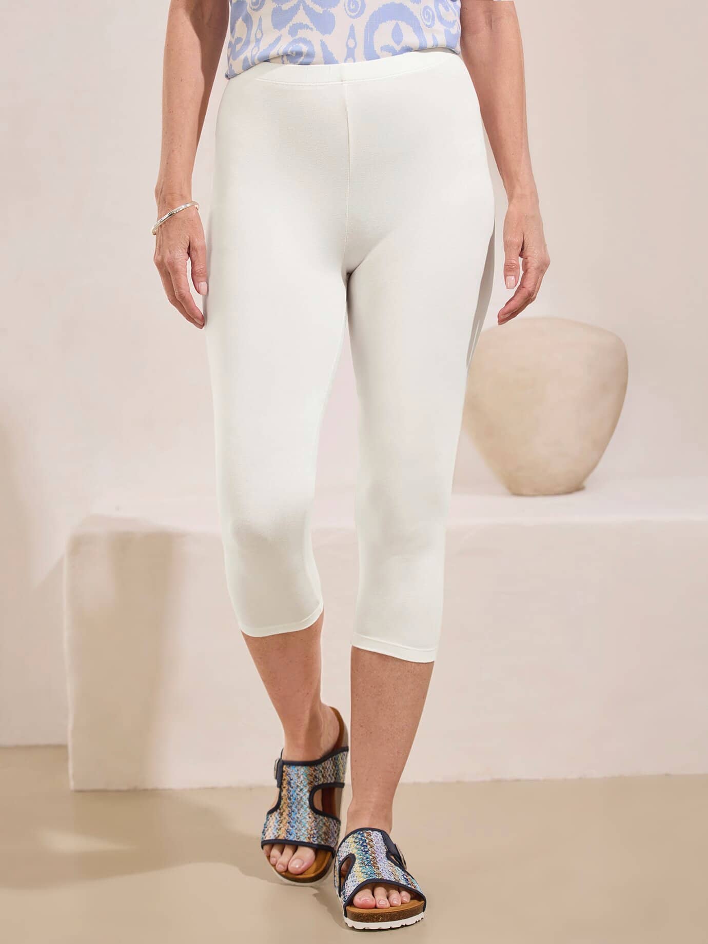Avena 3/4 Stretch-Leggings - Weiß