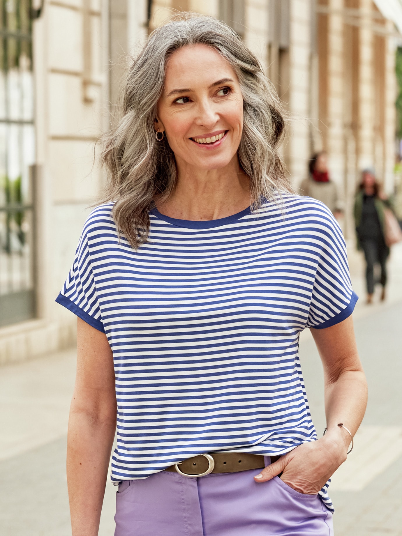 Soft-Shirt Viskosejersey Marine unbedruckt