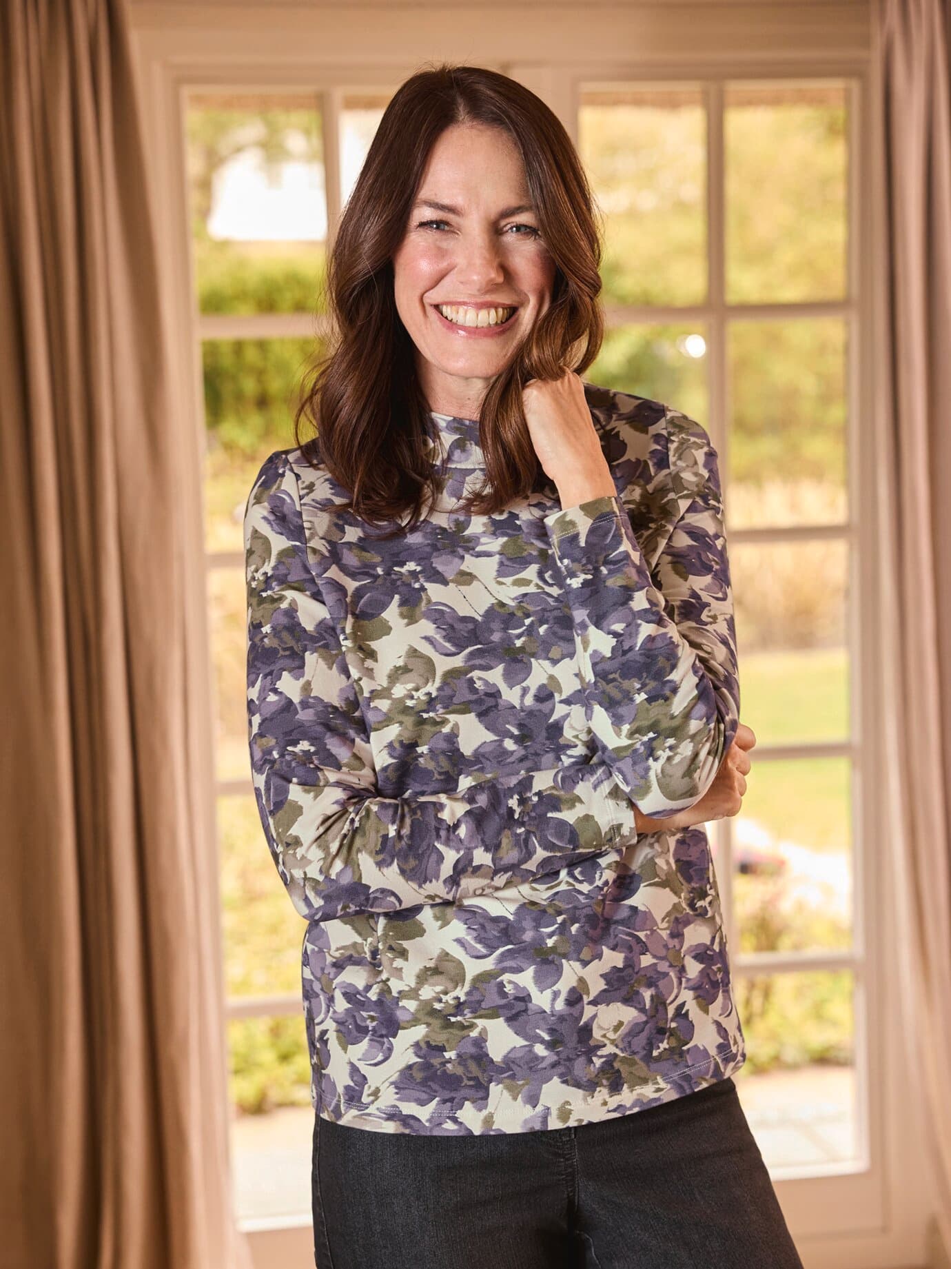 Thumbnail - Stehkragen-Shirt Pfirsichweich