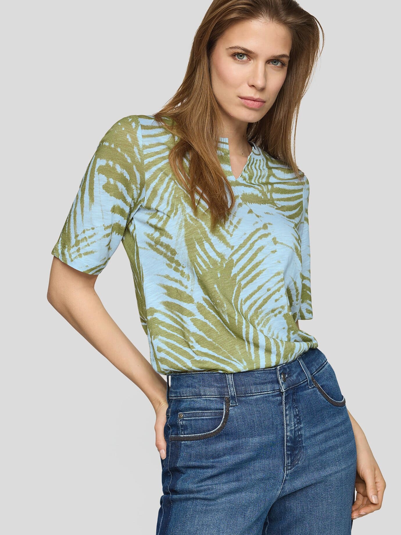 Rabe Shirt Farn-Druck - Hellblau