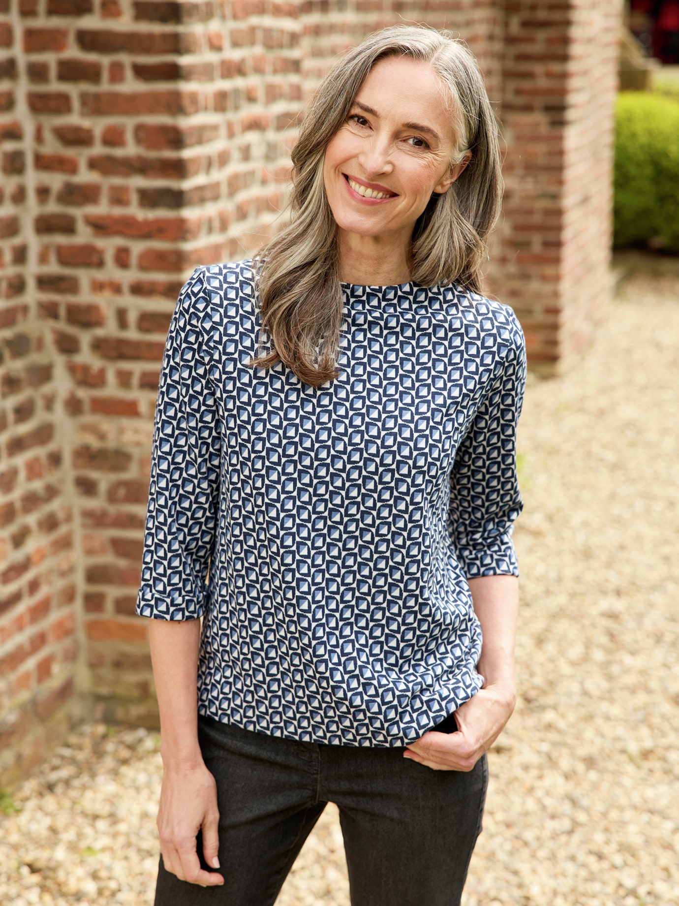 Rabe-Shirt minimal Muster Blau