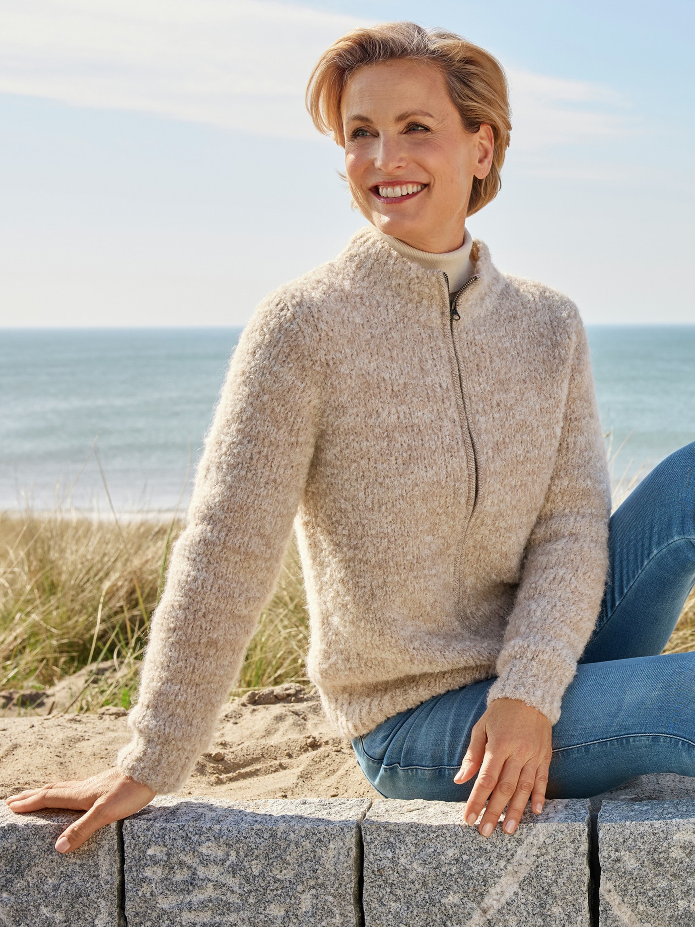Alpaka-Strickjacke Cusco Creme