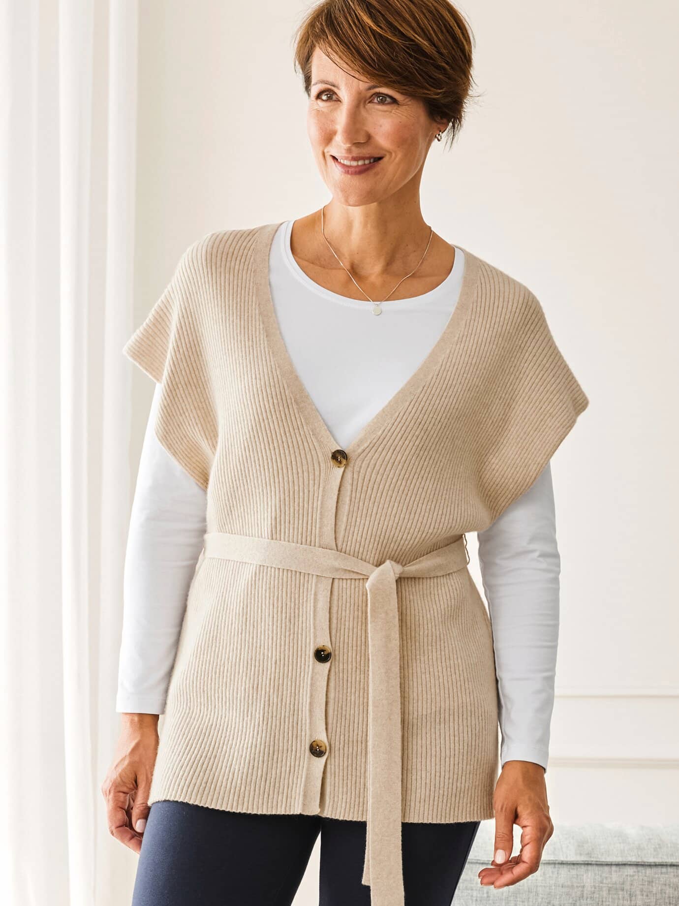 Zopfmuster Strickjacke Lammfell Elegant-Strickjacken Für Damen