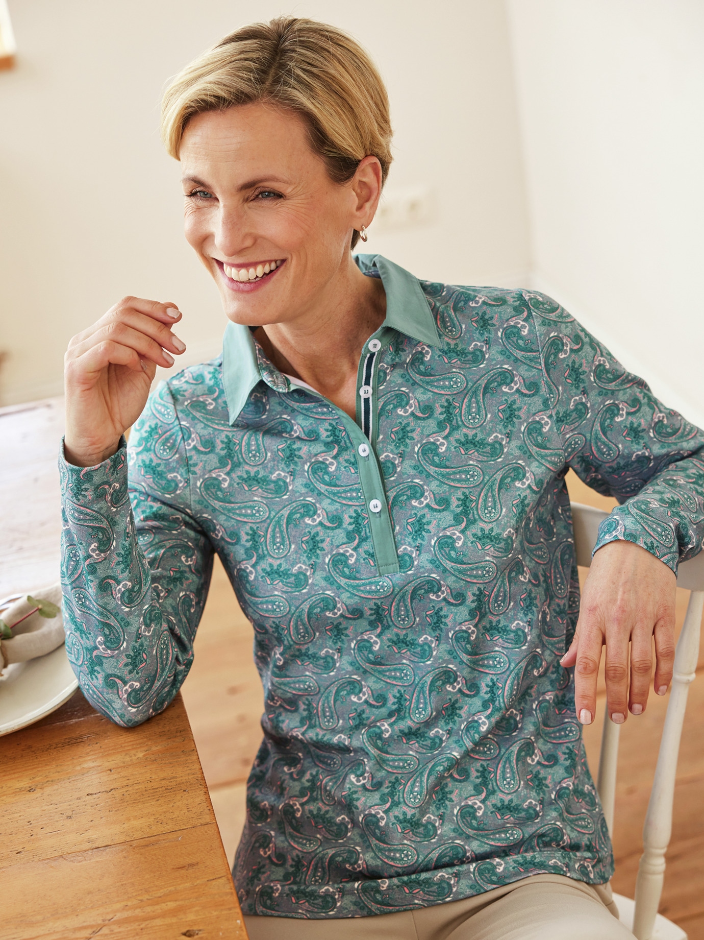 Baumwoll-Poloshirt Everyday Salbei