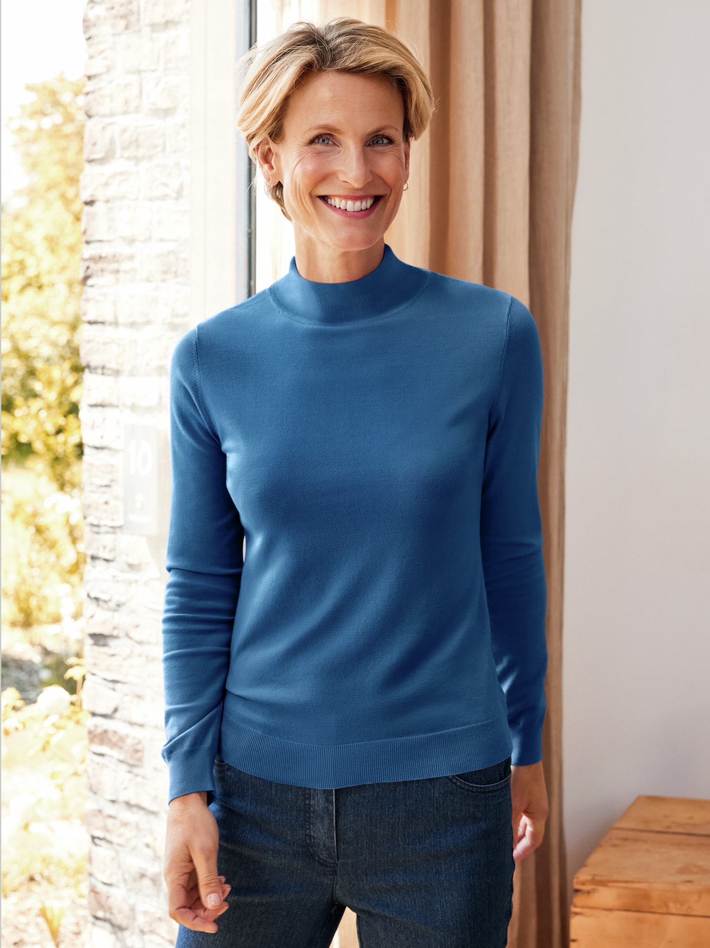 Stehkragen-Pullover Supersoft Royal-Blau