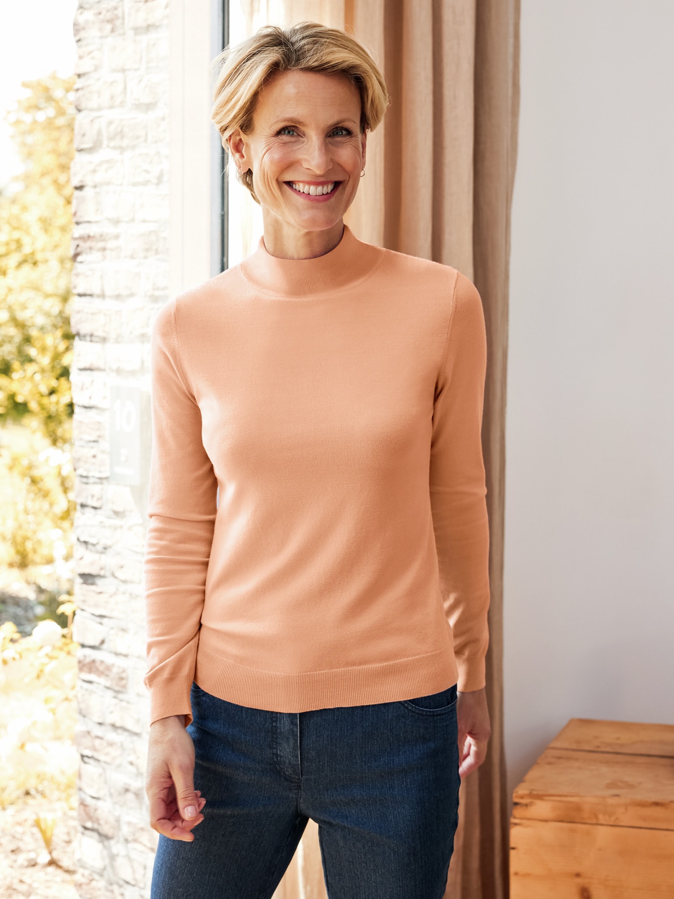 Stehkragen-Pullover Supersoft Pfirsich