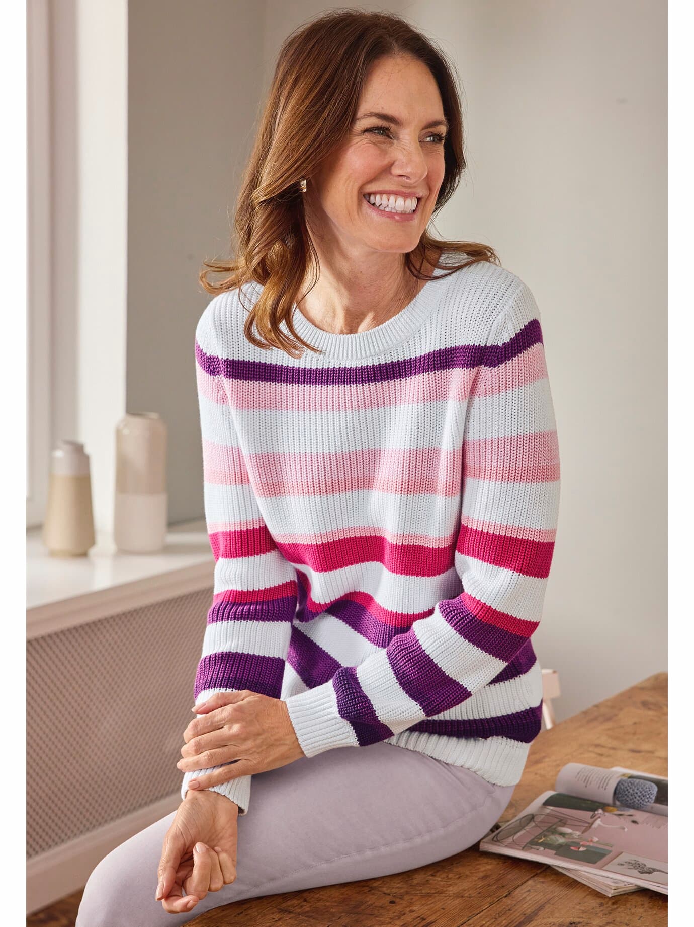 Thumbnail - Streifen-Strick Pullover