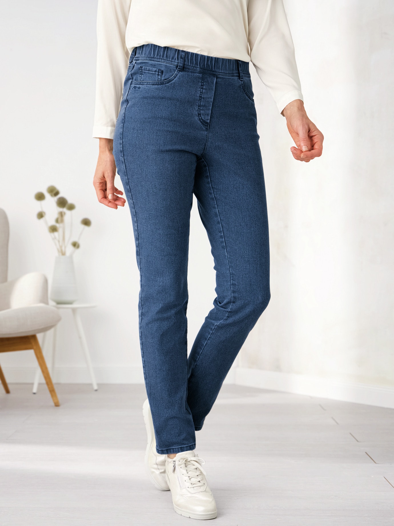 Schlupf-Jeans Extra-Stretch Mid Blue Denim