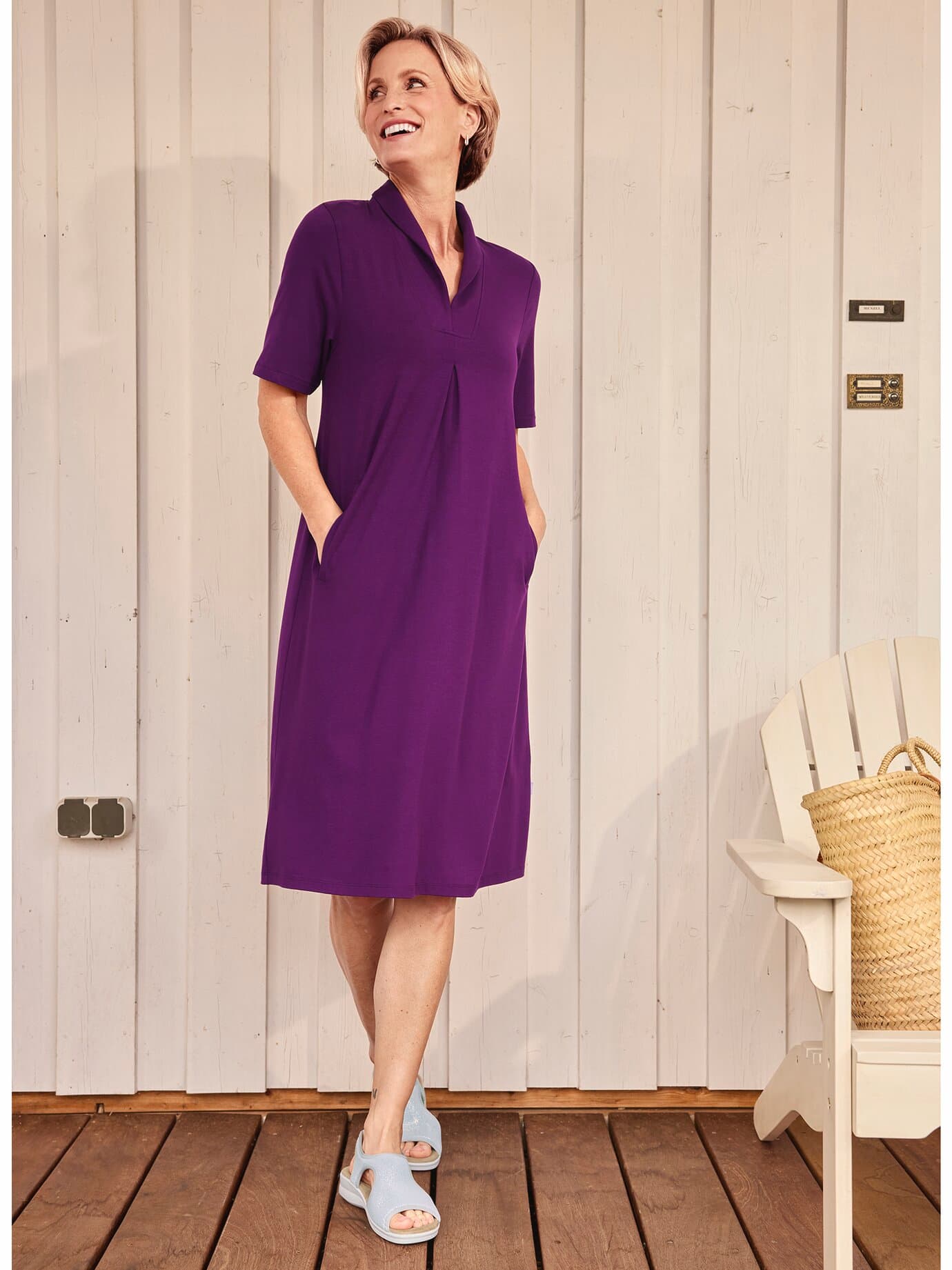 Jerseykleid Silhouette - Aubergine