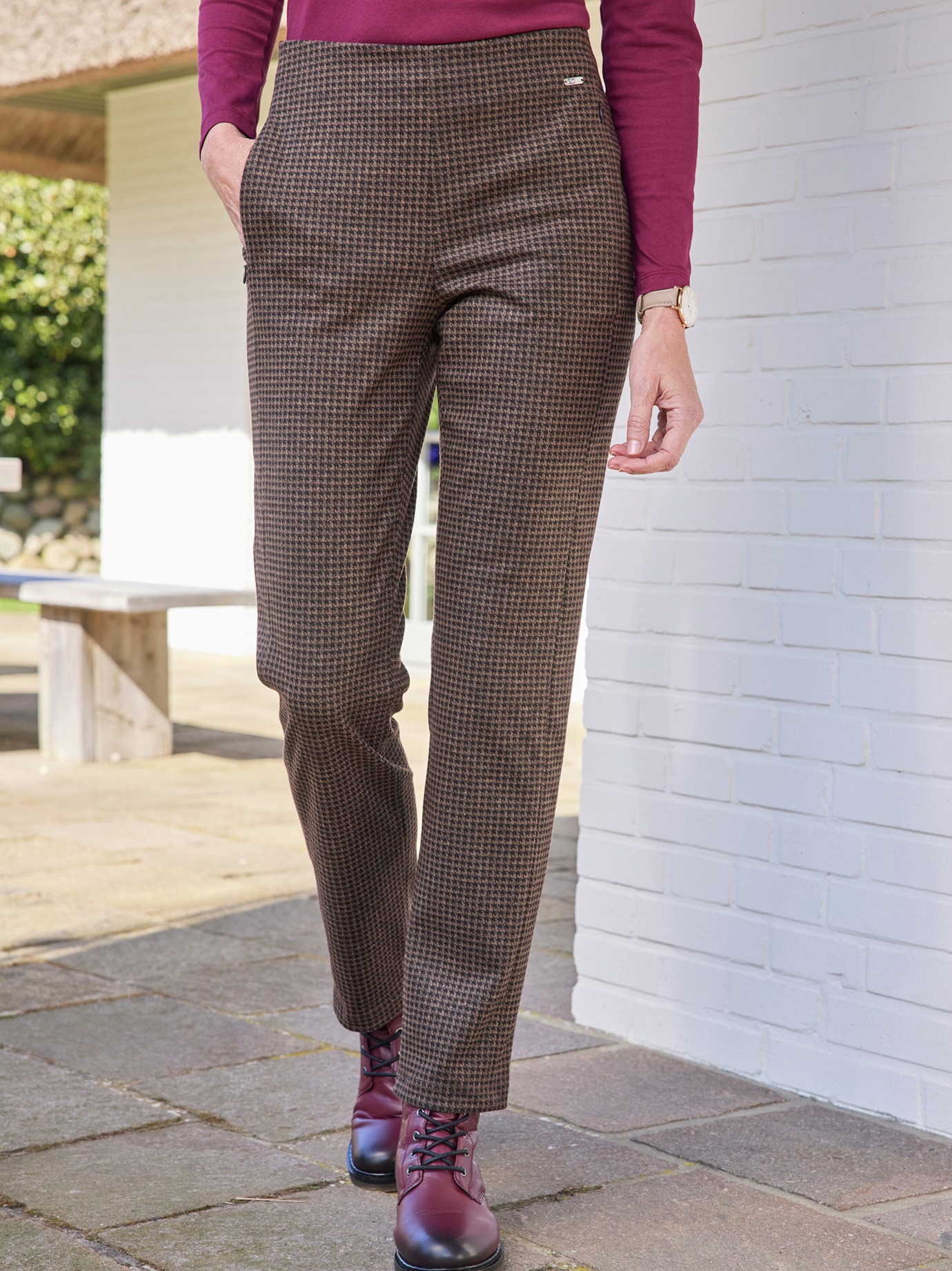 Thermo-Stretch-Hose Kuschelweich Kaffee-Schwarz