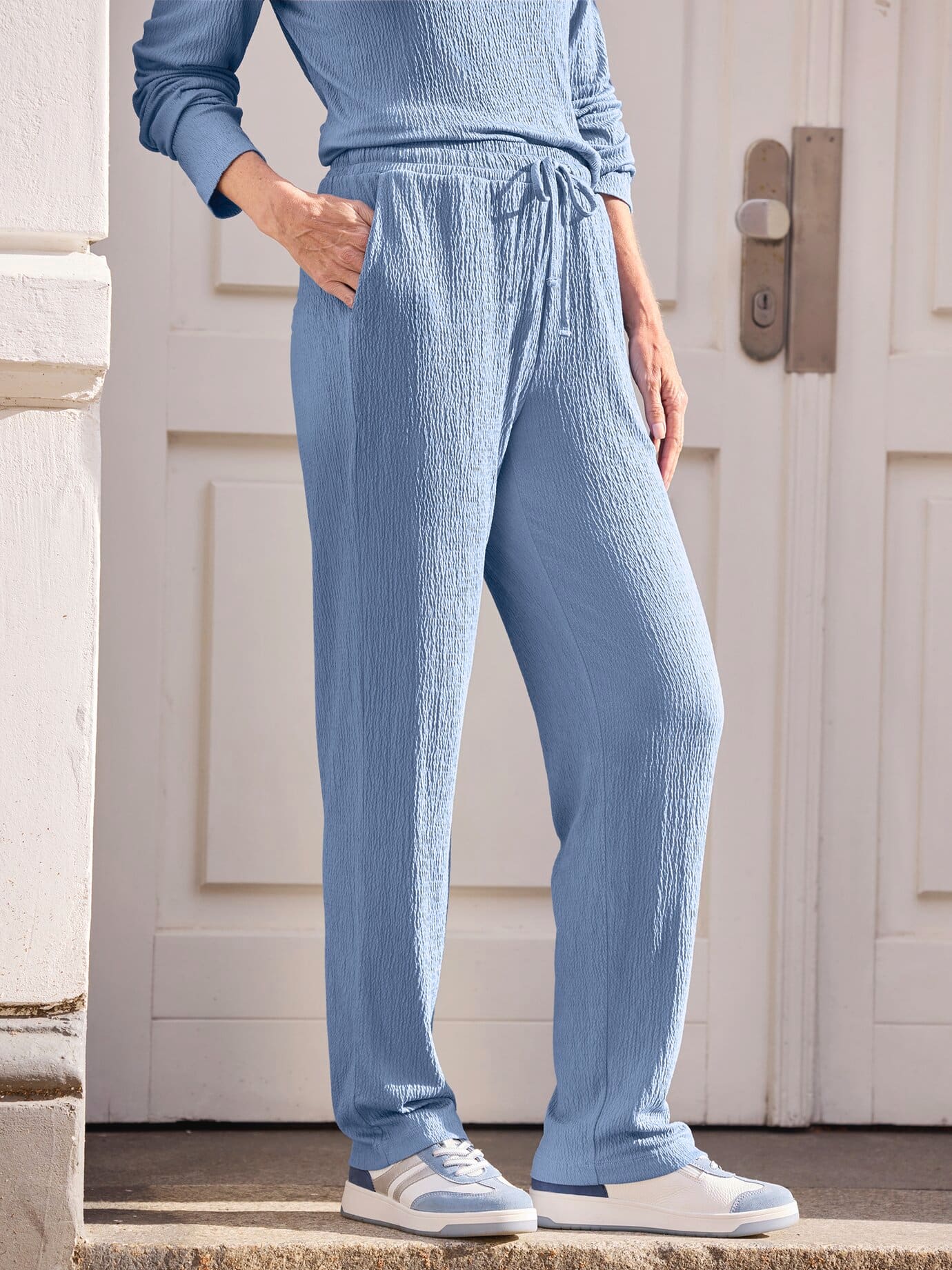Jersey-Krepp-Hose Elegance - Indigo