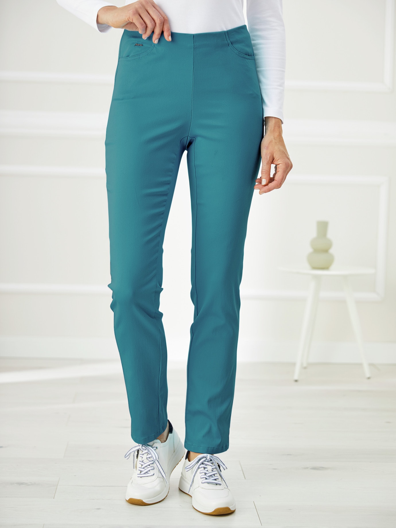 Bügelfreihose Satinstretch Petrol