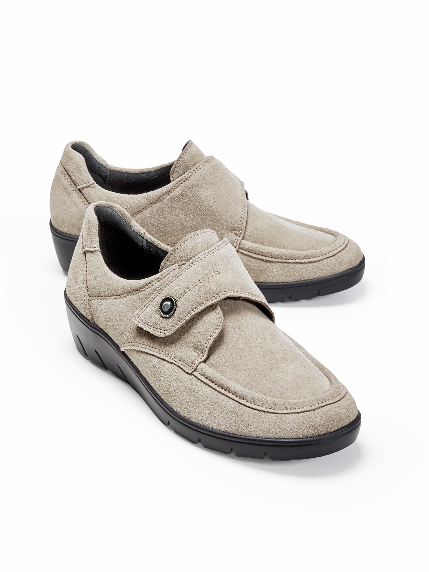 Keilabsatz-Klettschuh Supersoft Beige