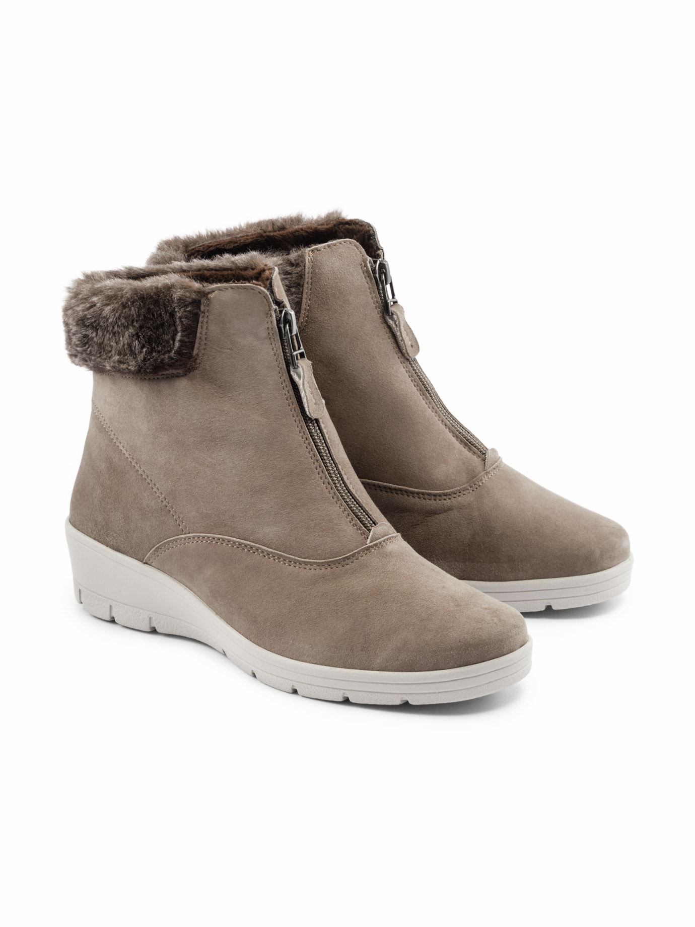 Hallux-City-Stiefelette Keilabsatz Taupe