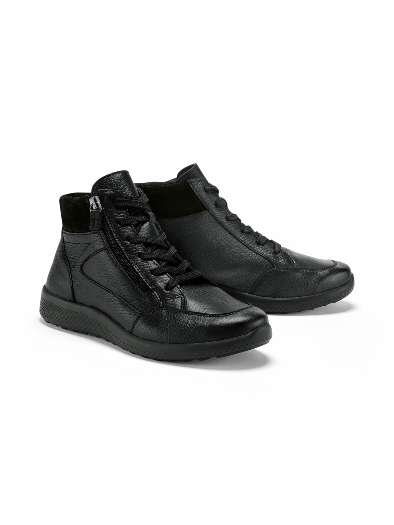 Hirschleder-Stiefelette Bequemweite Schwarz