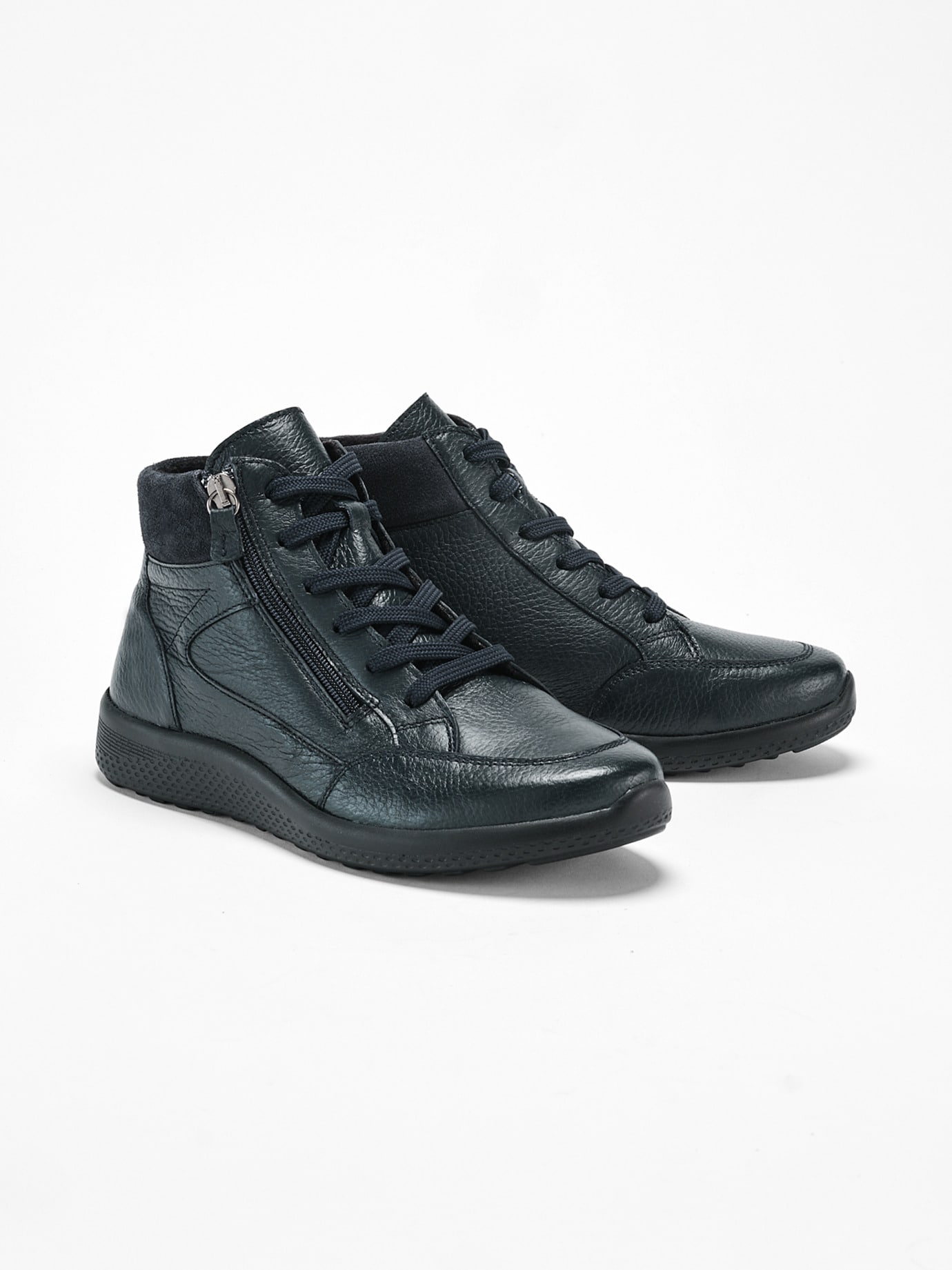 Hirschleder-Stiefelette Bequemweite Blau