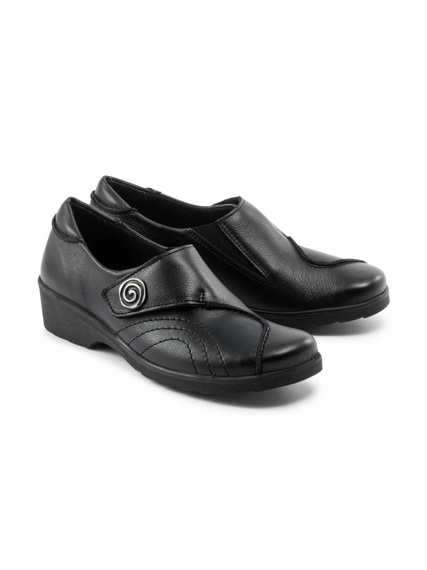 Komfort-Klettslipper Schrittfedernd Schwarz
