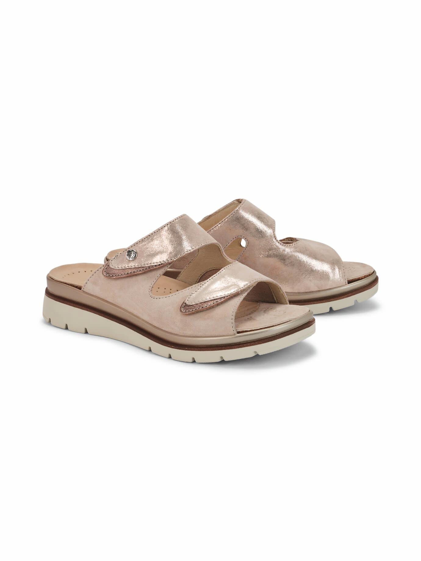 Hallux Klettpantolette - Beige glänzend - female - Size: 37
