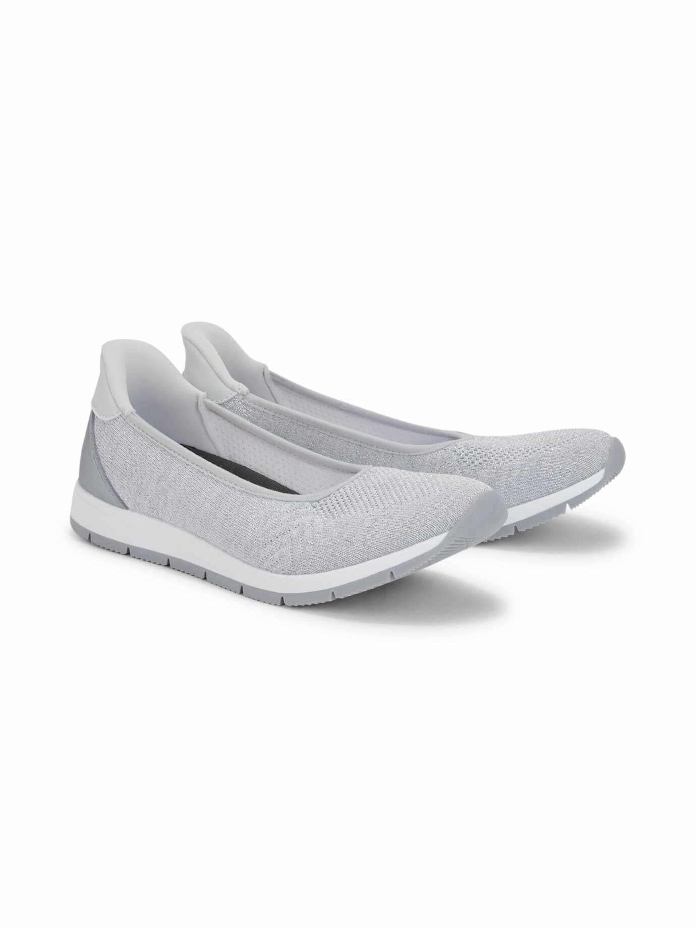 Hallux-Schlupf Ballerina Memory - Weiß-Silber
