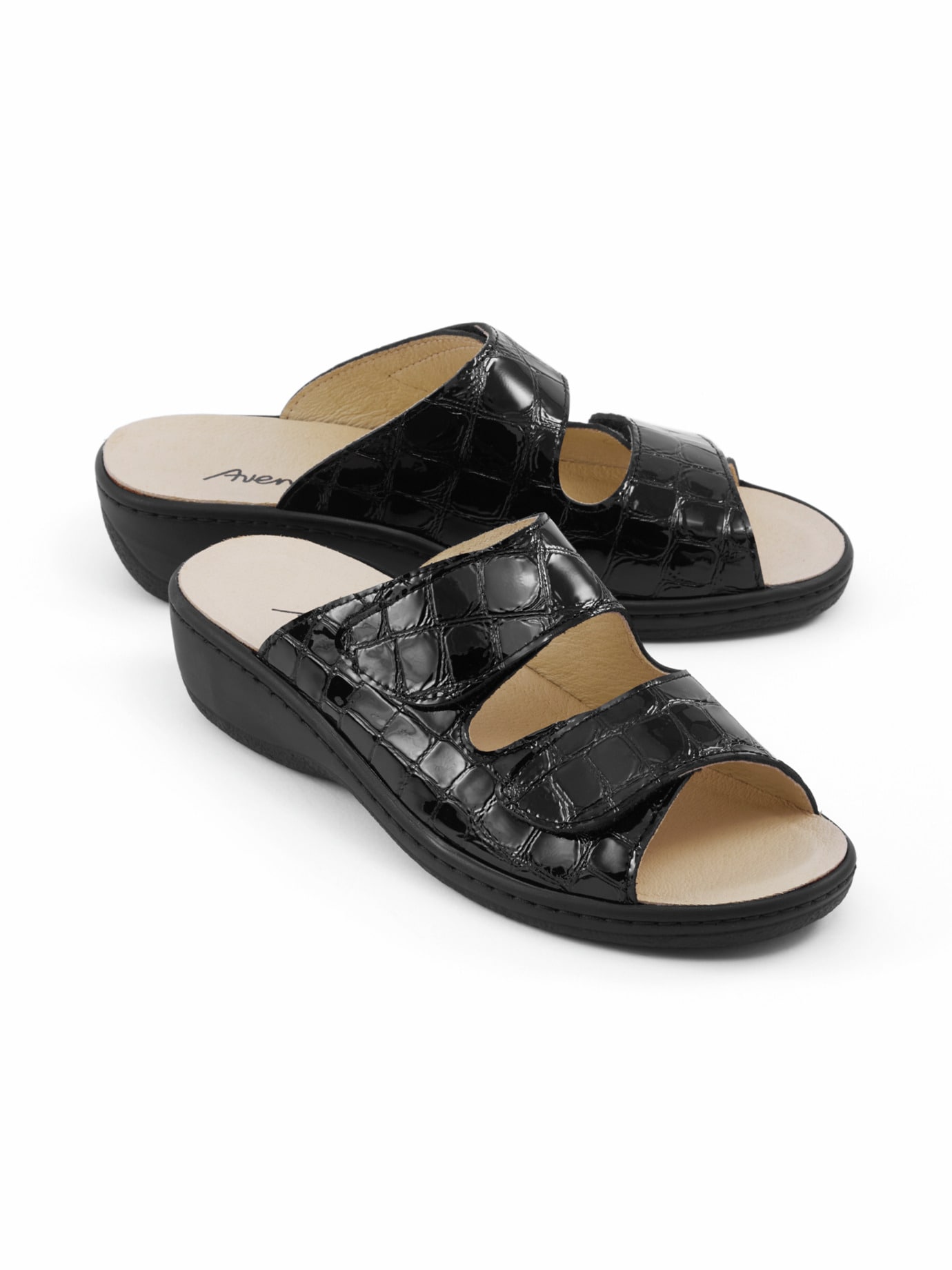Freizeit-Pantolette Korkfußbett Schwarz