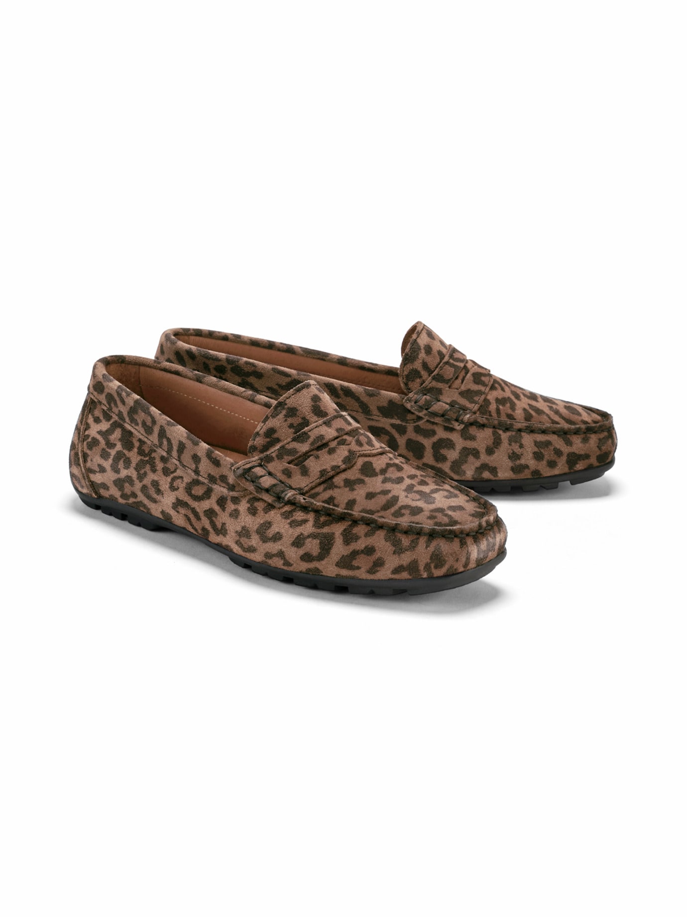 Super-Soft Mokassin Leoprint Braun