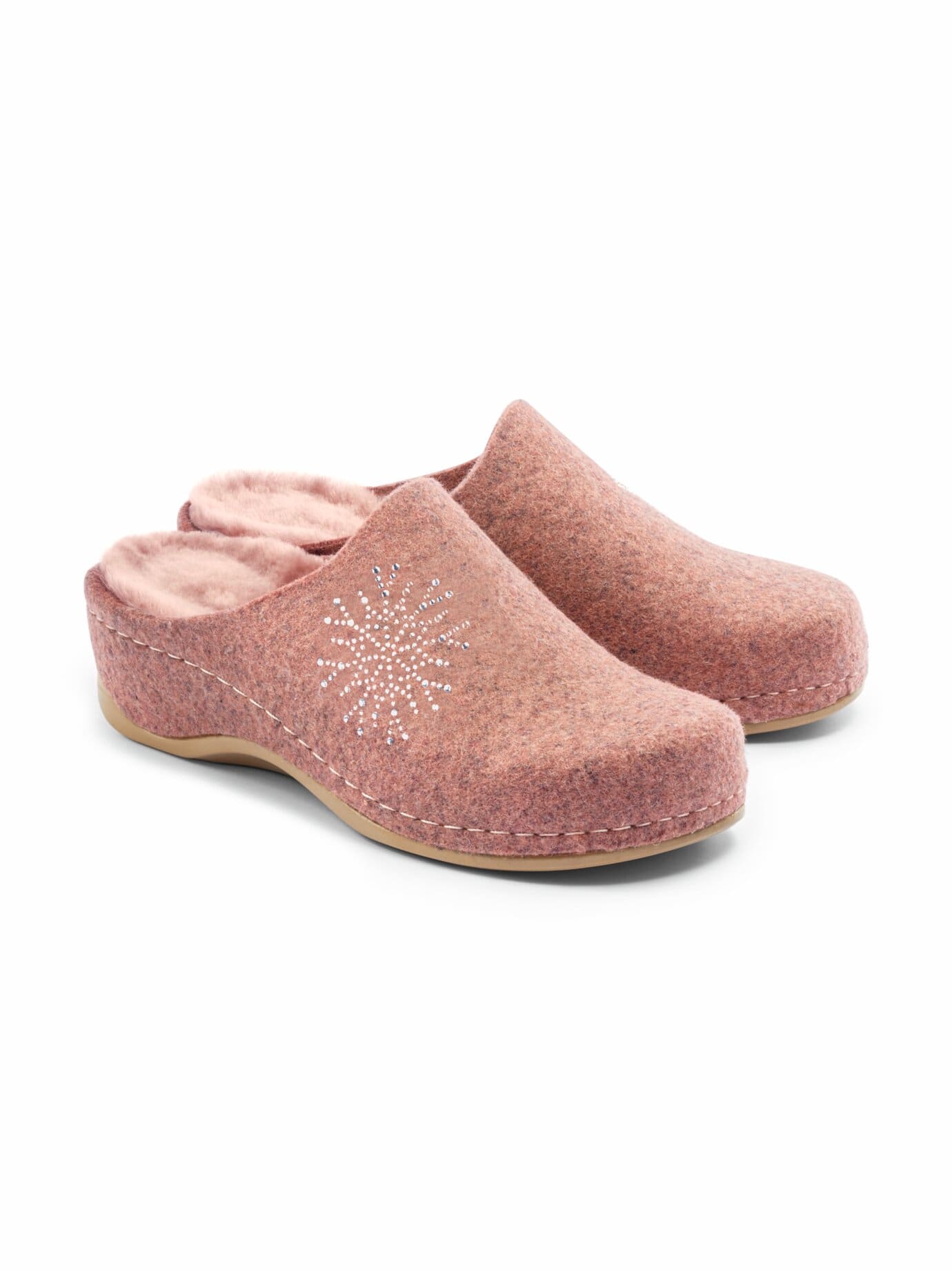 Lammfell-Pantolette Rückenfit - Rosé - female - Size: 42
