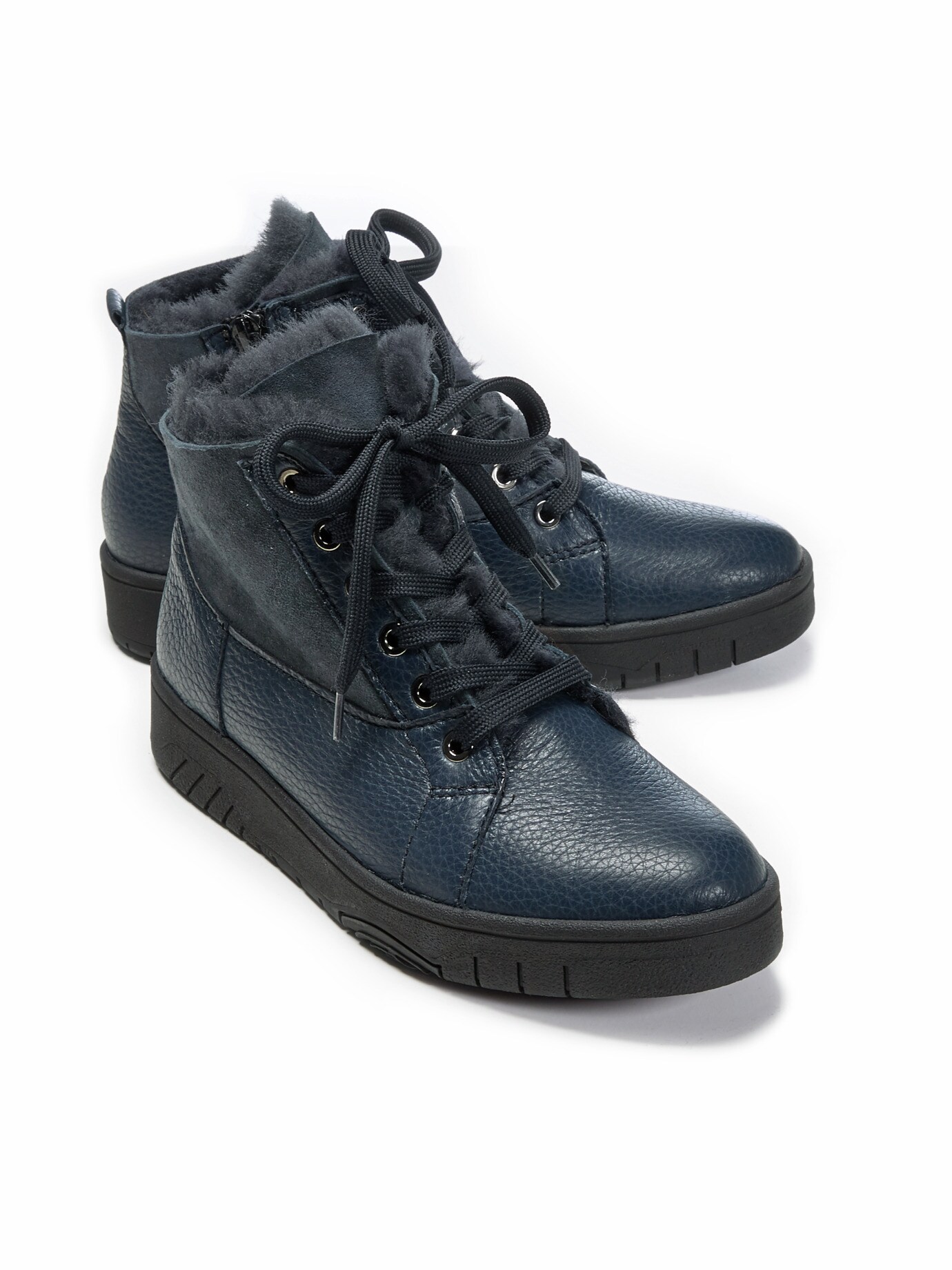 Waldläufer-Lammfell-Bootie Dunkelblau