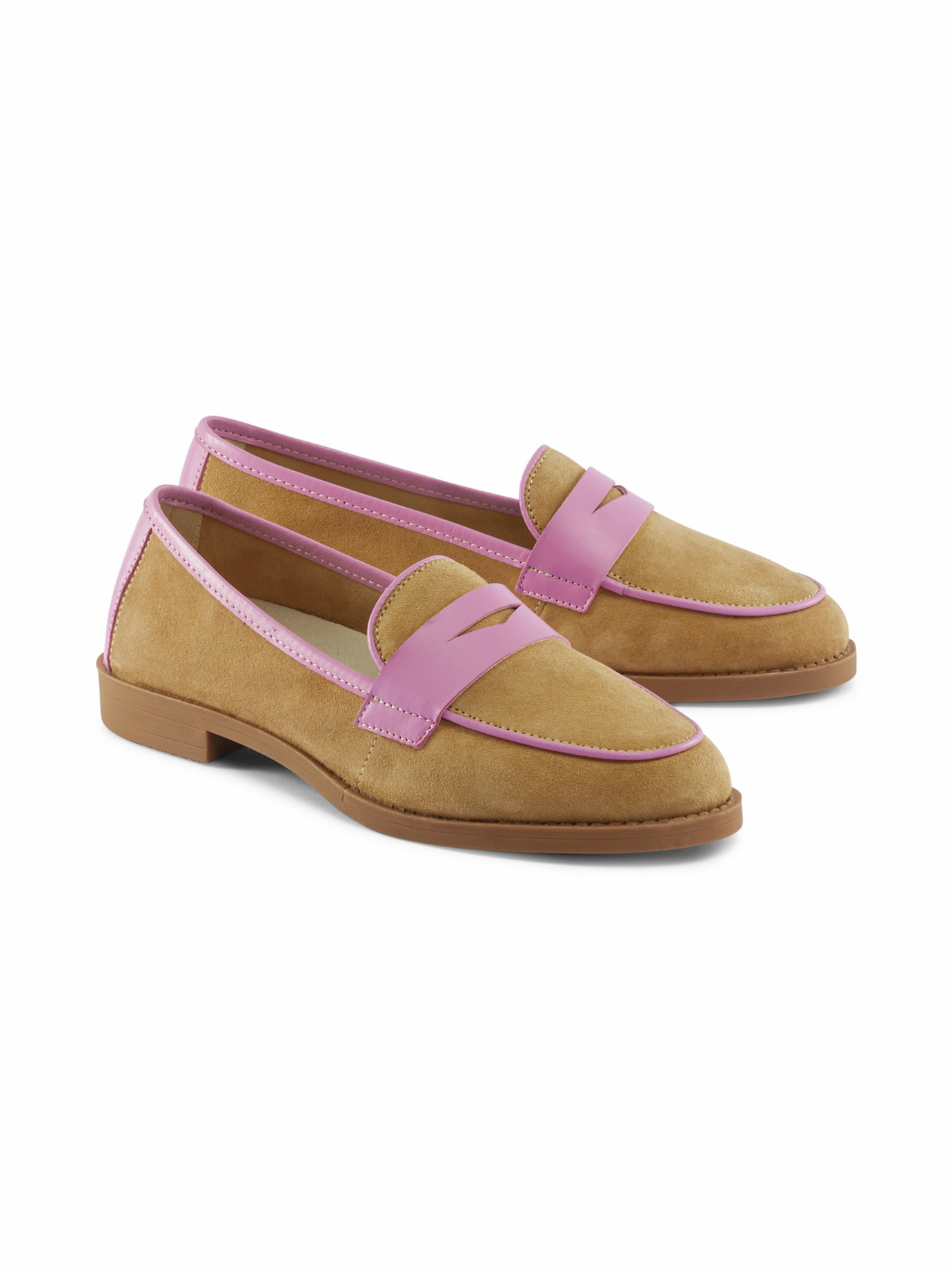 Hallux Edelkomfort-Loafer Cognac-Rosa