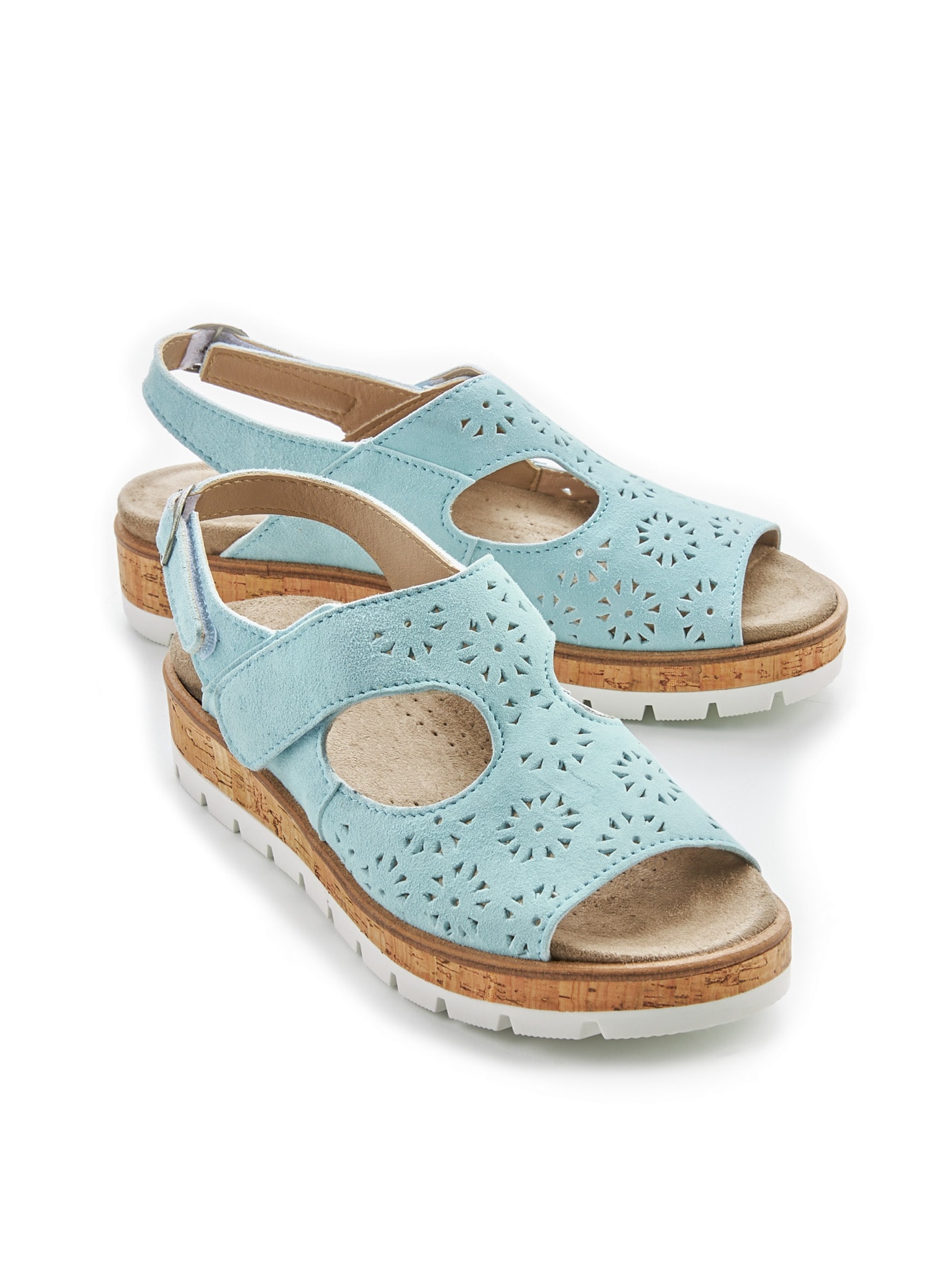 Hallux Velours-Sandalenschuh Hellblau