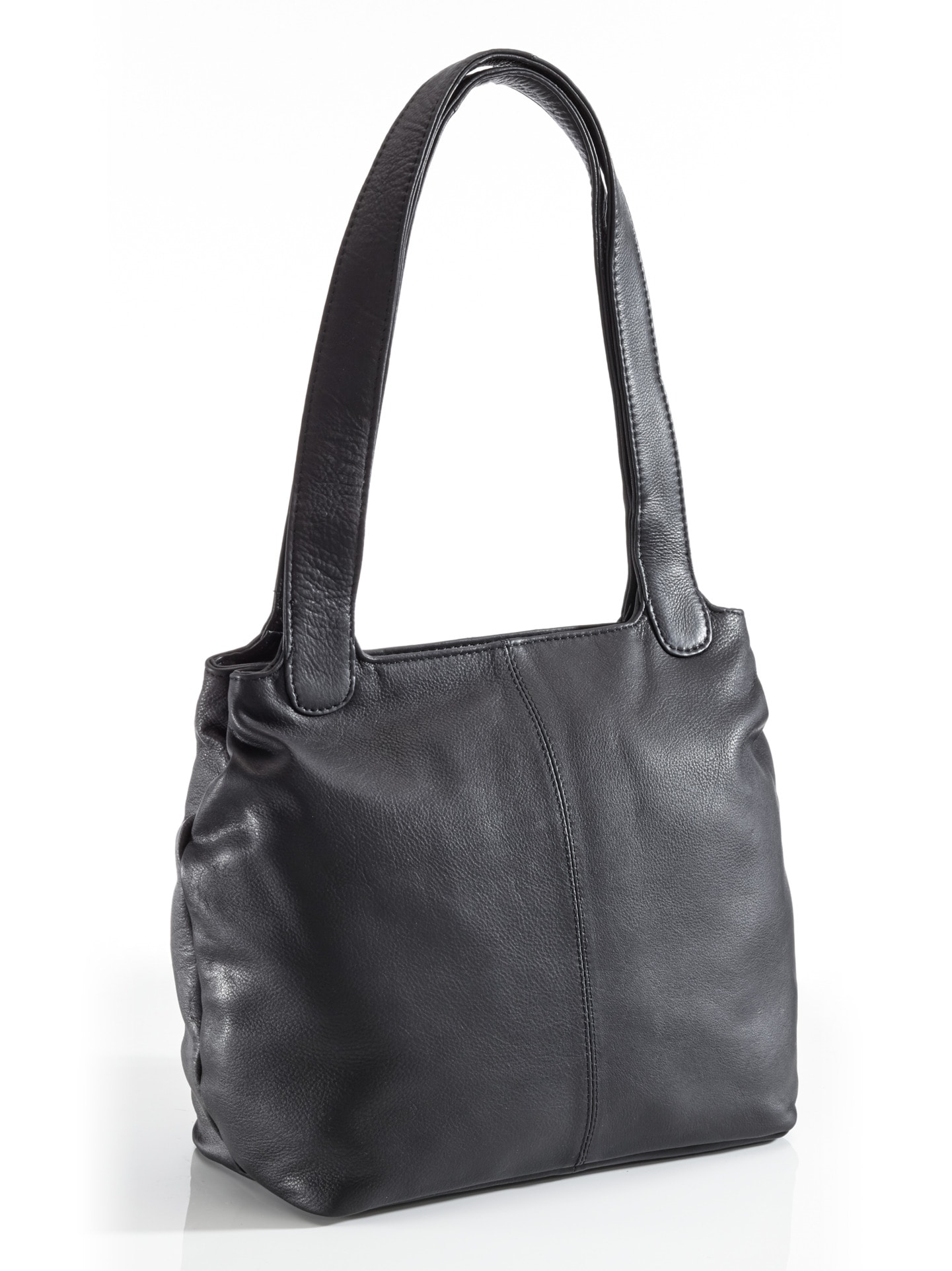 Damen Leder-Shopper Easy Going Schwarz einfarbig Damen Leder-Shopper Easy Going Schwarz einfarbig