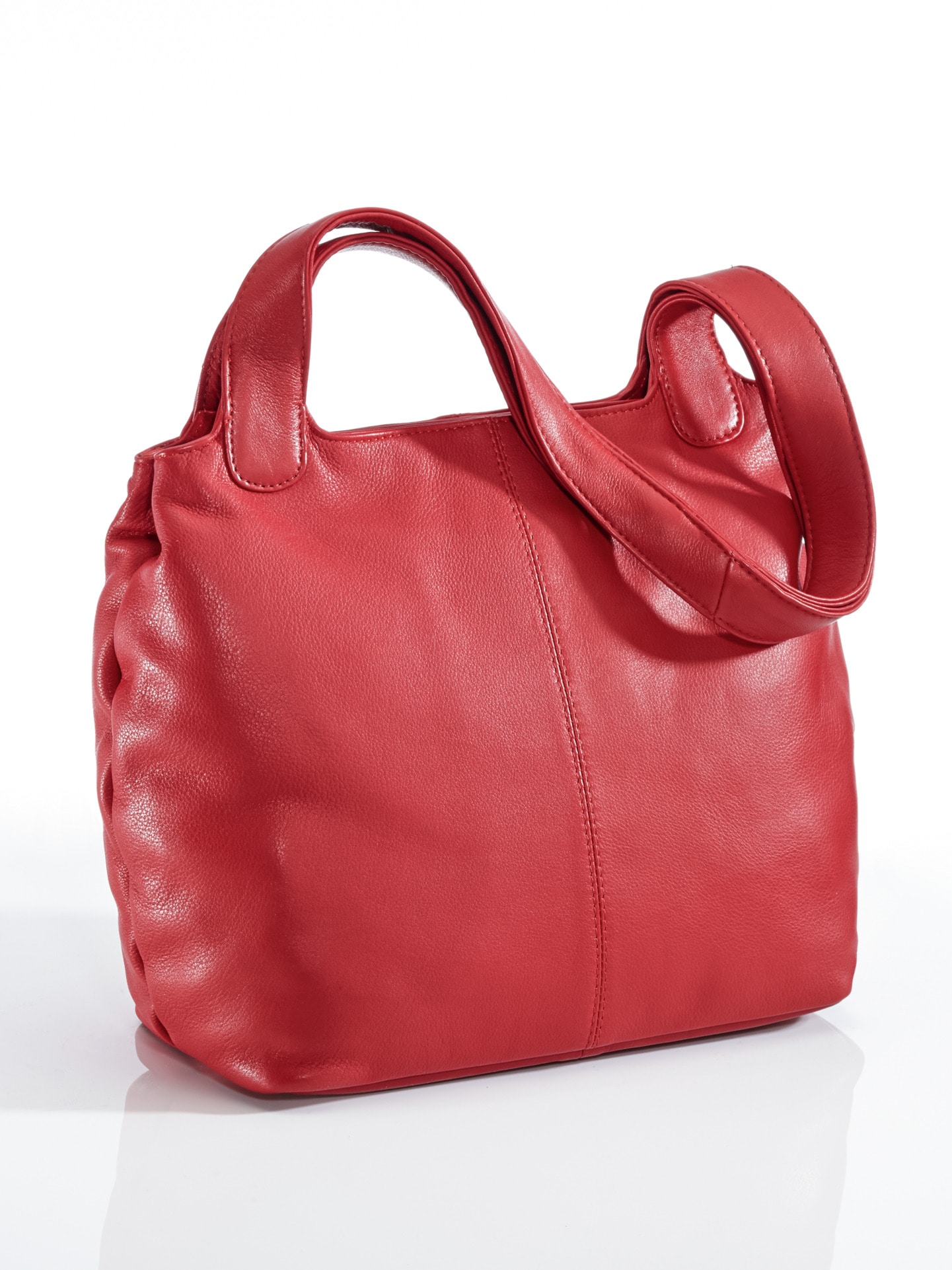 Damen Leder-Shopper Easy Going Rot einfarbig Damen Leder-Shopper Easy Going Rot einfarbig