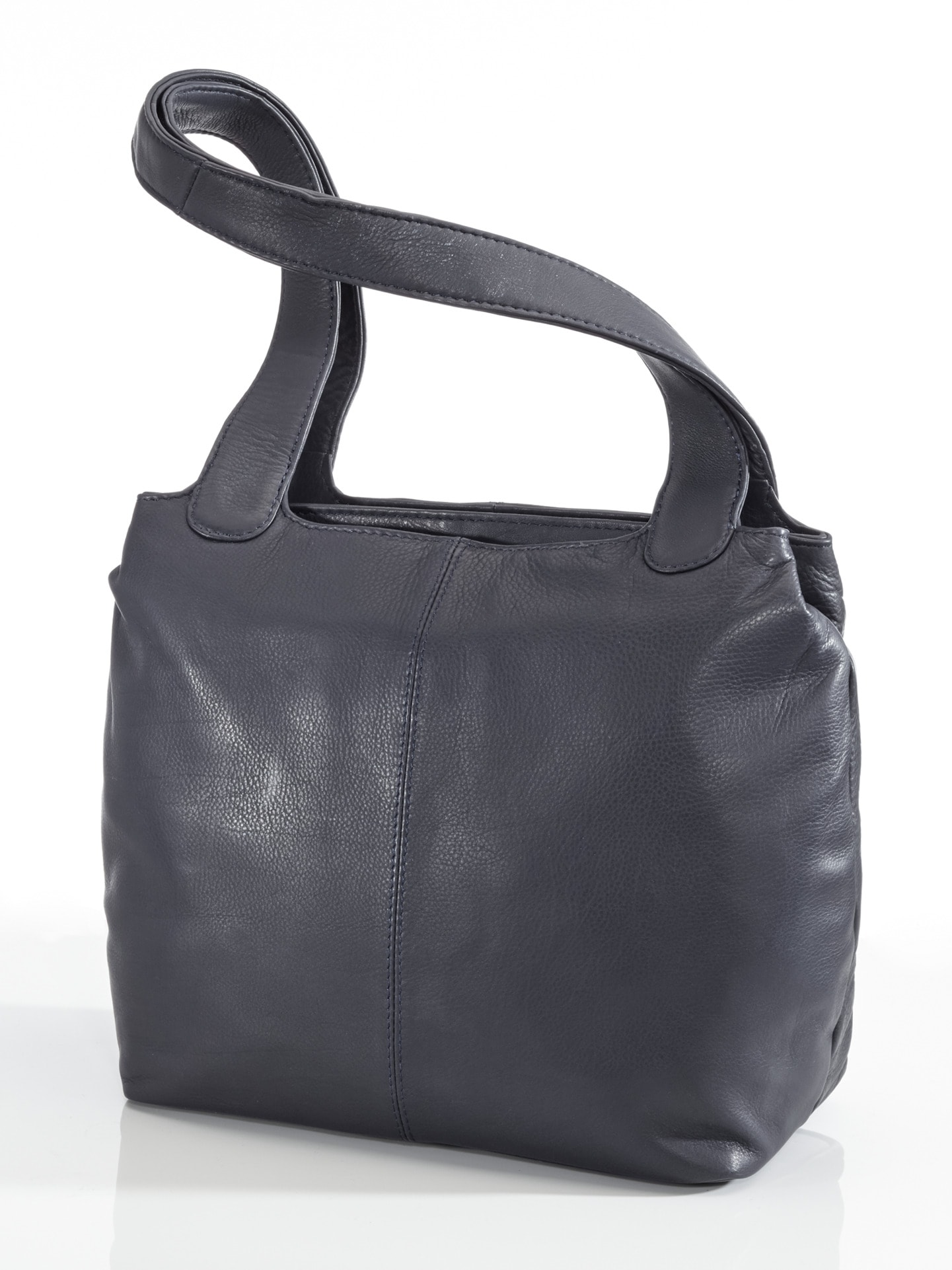 Damen Leder-Shopper Easy Going Blau einfarbig Damen Leder-Shopper Easy Going Blau einfarbig