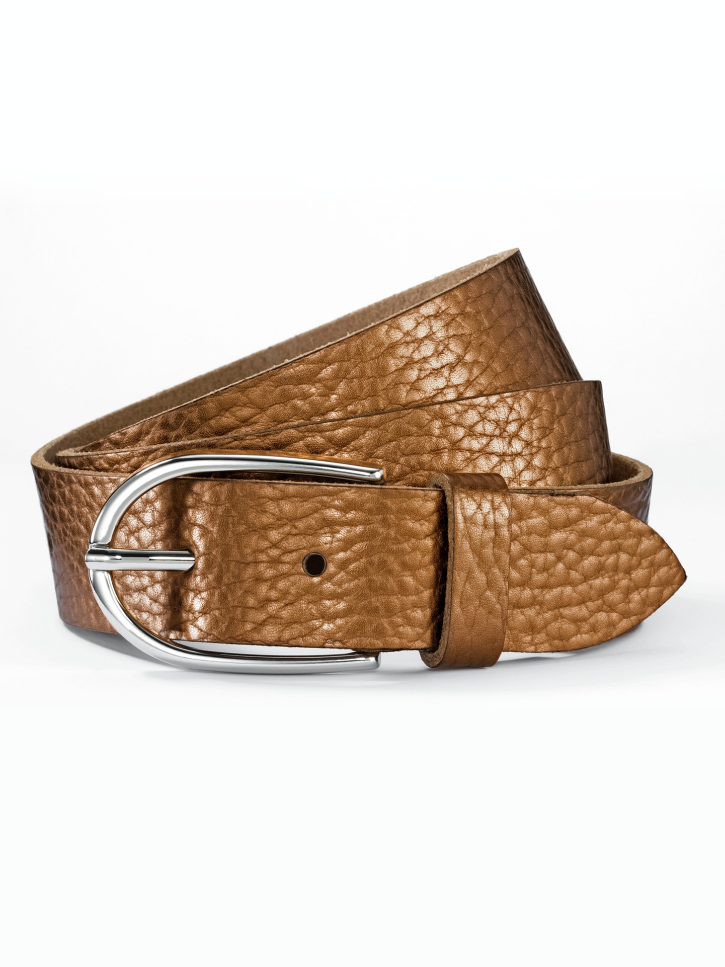 Ledergürtel Metallic Kupfer