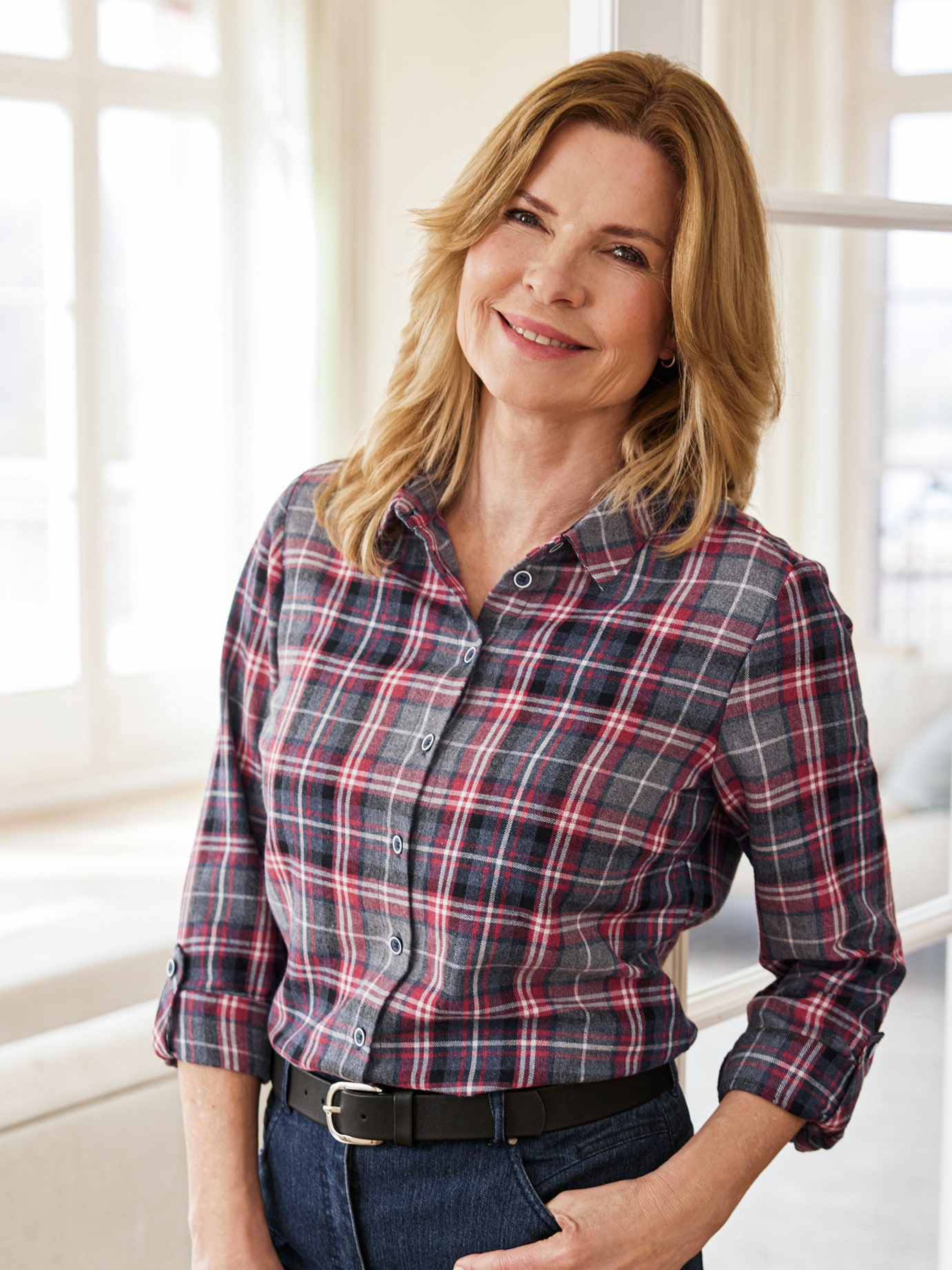 Thermo-Flanell-Bluse kariert Rot