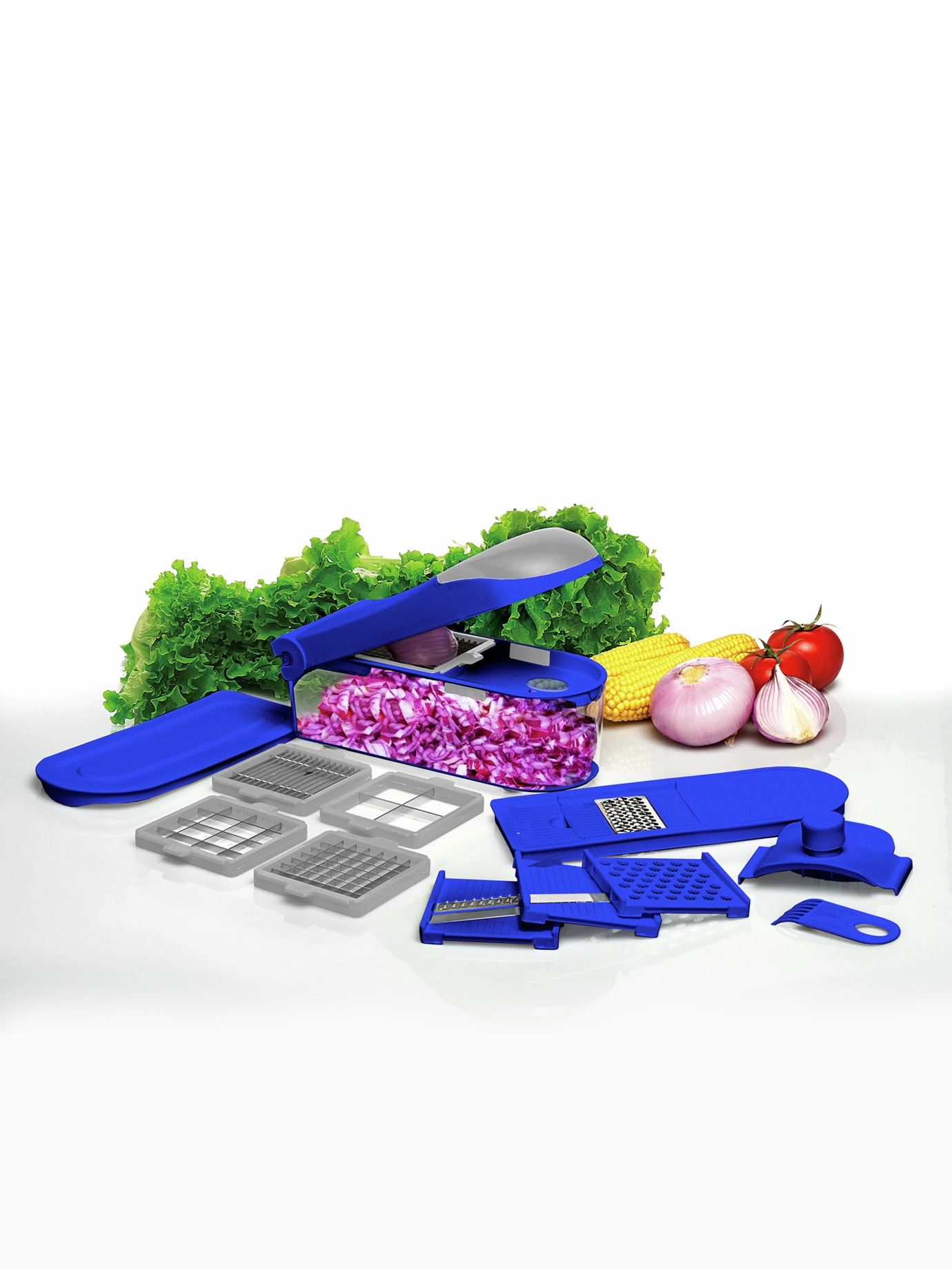 Obst- und Gemüseschneider-Set 16tlg Blau