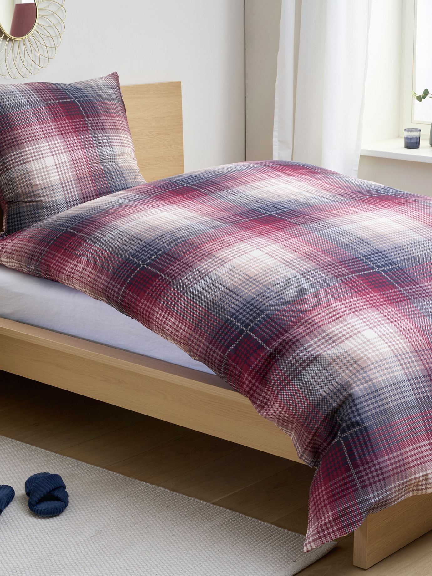 Irisette Bettwäsche-Set Mako Satin Karo Bordeaux