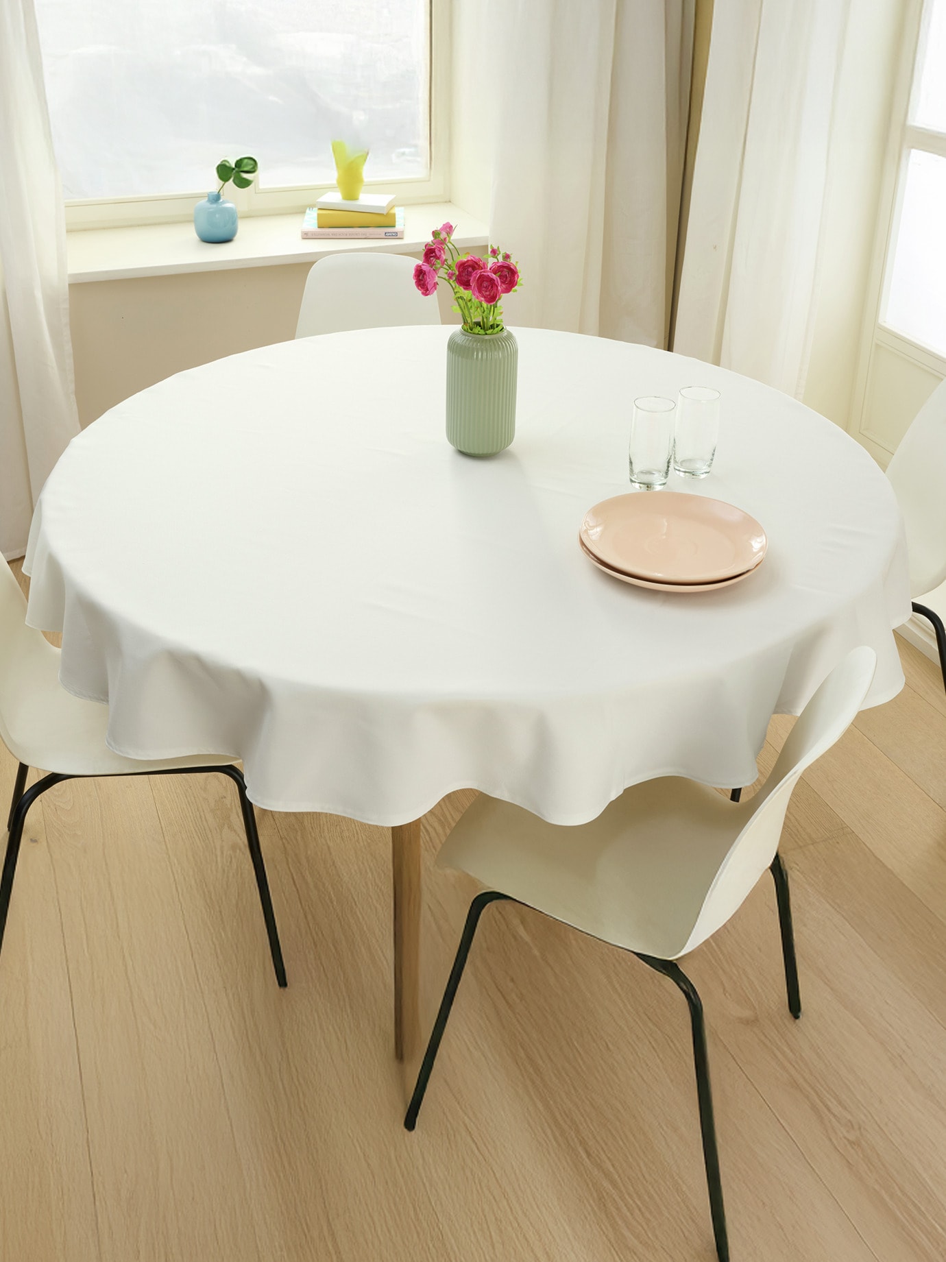 Sander-Tischdecke Fleckschutz Rund Ecru