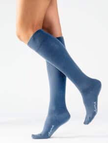 Baumwoll-Kniestrumpf 2 Paar Jeansblau