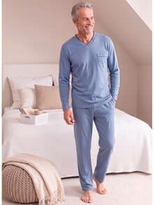 Wohlfühl Schlafanzug Easycare Hellblau