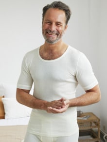 Baumwoll-Angora-Unterhemd Wollweiß