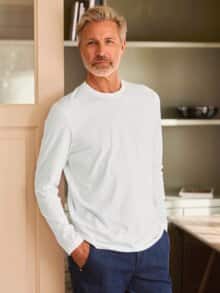 Langarm-Shirt Baumwolle Weiß