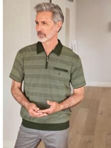 Strick-Poloshirt Olive