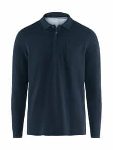 Langarm Polo Pima Cotton Marine